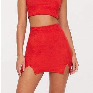 Suede Side Split Mini Skirt